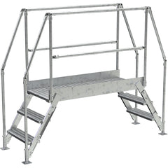 Galvanized Cross-Over Ladder 90.5 × 72.15″ 3 Step - Exact Industrial Supply