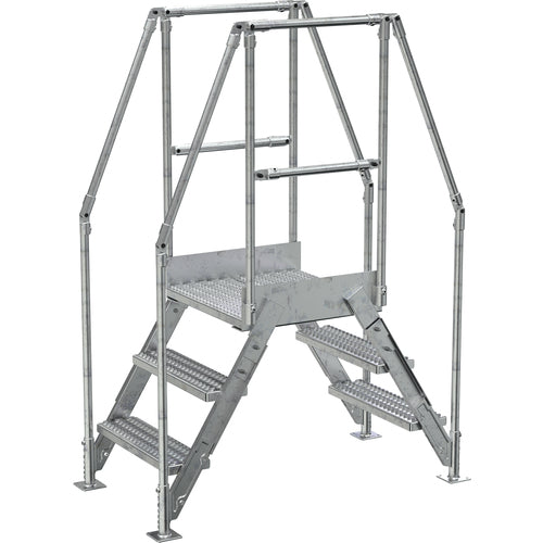 Aluminum Cross Over Ladder 14″ Wide 3 Step - Exact Industrial Supply