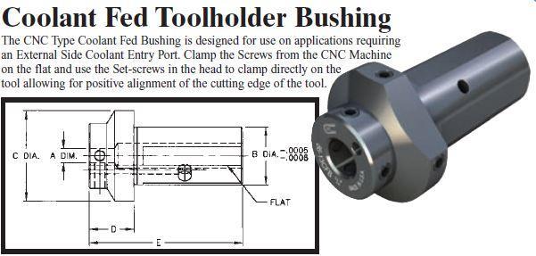 Coolant Fed Toolholder Bushing - (OD: 1-1/4" x ID: 5/16") - Part #: CNC 86-12CFB 5/16" - Strong Tooling