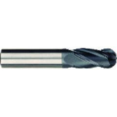 1/4 x 1/4 x 3/8 x 2 OAL 4 Flute Ball Nose Carbide End Mill - Round Shank-AlCrN Coated - Strong Tooling