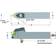 ADDPNN16-4D - 1 x 1" Neutral Toolholder - Strong Tooling