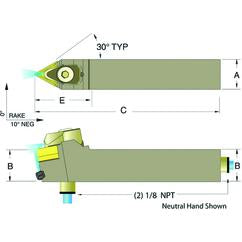 ADTENN16-4D 1 x 1" Neutral Toolholder - Strong Tooling