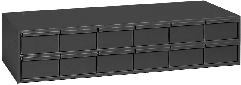 11-5/8" Deep - Steel - 12 Drawer Cabinet - for small part storage - Gray - Strong Tooling