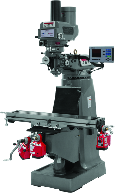 JTM-4VS Mill With 3-Axis ACU-RITE 200S DRO (Quill), X, Y and Z-Axis Powerfeeds With Power Drawbar - Strong Tooling