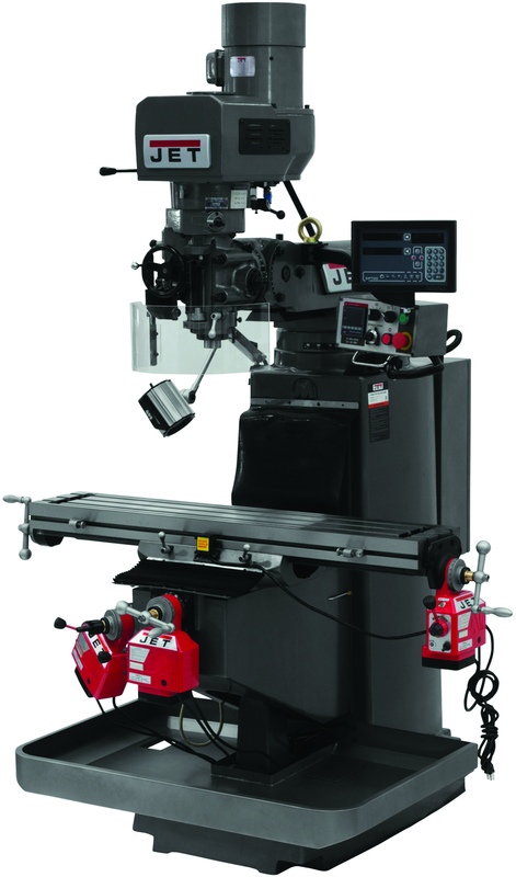 JTM-949EVS Mill With 3-Axis Newall DP700 DRO (Quill) With X-Axis Powerfeed and Air Powered Draw Bar - Strong Tooling