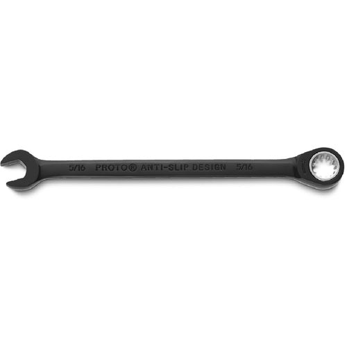 Proto Black Chrome Combination Non-Reversible Ratcheting Wrench 5/16″ - Spline - Strong Tooling