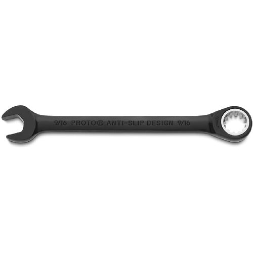 Proto Black Chrome Combination Non-Reversible Ratcheting Wrench 9/16″ - Spline - Strong Tooling