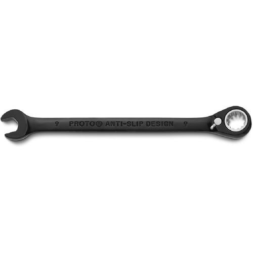 Proto Black Chrome Combination Reversible Ratcheting Wrench 9 mm - Spline - Strong Tooling