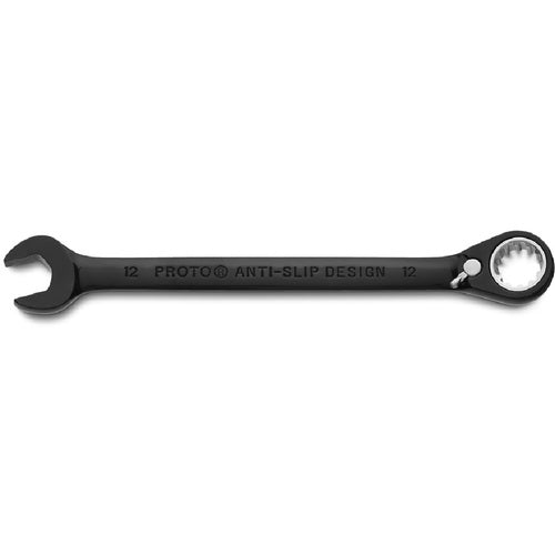 Proto Black Chrome Combination Reversible Ratcheting Wrench 12 mm - Spline - Strong Tooling