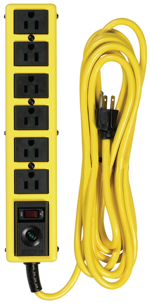 6 Outlet - Black/Yellow - Surge Protector/Circuit Breaker - Strong Tooling