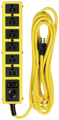 6 Outlet - Black/Yellow - Surge Protector/Circuit Breaker - Strong Tooling