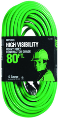 80' Ext. Cord Extra HD 1-Outlet- Neon High Visibility - Strong Tooling