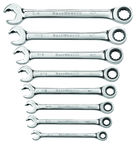 8 Piece - Revesible Combination Ratcheting Wrench Set SAE - Strong Tooling