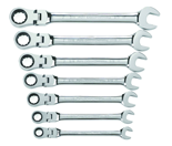 7 Piece - Flex-Head Combination Ratcheting Wrench Set SAE - Strong Tooling