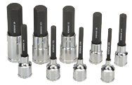 9 Piece - 5/32; 3/5; 7/32; 1/4; 5/16; 3/8; 1/2; 9/16; 5/8" - 2" OAL - Pro Hold® Socket Bit Set - Strong Tooling