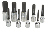 9 Piece - 4; 5; 6; 7; 8; 10; 12; 14; 17mm - 2" OAL - Pro Hold® Metric Socket Bit Set - Strong Tooling