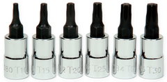 6 Piece - #9309082 - T10; T15; T20; T25; T27; T30 - 1/4" Drive - Socket Drive Torx Bit Set - Strong Tooling