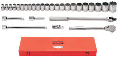 29 Piece - #9323644 - 10 to 21mm - 1/2" Drive - 12 Point - Metric Socket Set - Strong Tooling