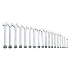 Snap-On/Williams Metric Combination Wrench Set -- 18 Pieces; 12PT Satin Chrome; Includes Sizes: 7; 8; 9; 10; 11; 12; 13; 14; 15; 16; 17; 18; 19; 20; 21; 22; 23; 24mm - Strong Tooling