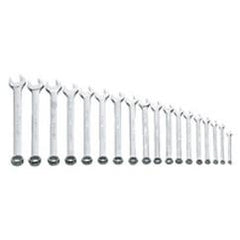 Snap-On/Williams Metric Combination Wrench Set -- 18 Pieces; 12PT Satin Chrome; Includes Sizes: 7; 8; 9; 10; 11; 12; 13; 14; 15; 16; 17; 18; 19; 20; 21; 22; 23; 24mm - Strong Tooling