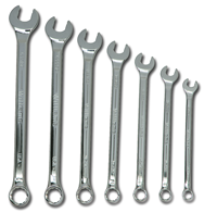 Snap-On/Williams Fractional Combination Wrench Set -- 7 Pieces; 12PT Satin Chrome; Includes Sizes: 3/8; 7/16; 1/2; 9/16; 5/8; 11/16; 3/4" - Strong Tooling