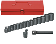 16 Piece - #9324566 - 10 to 27mm - 1/2" Drive - 6 Point - Metric Deep Impact Socket Set - Strong Tooling