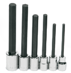 6 Piece - 1/4; 5/16; 3/8; 1/2; 9/16; 5/8" - 1/2" Drive - Hex Bit Socket Set - Strong Tooling