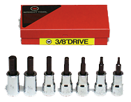 7 Piece - 1/8; 5/32; 3/16; 7/32; 1/4; 5/16; 3/8" - 3/8" Drive - Hex Bit Set - Strong Tooling