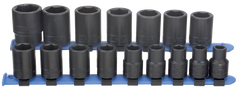 16 Piece - #466 - 10 to 27mm - 1/2'' Drive - 6 Point - Metric Impact Socket Set - Strong Tooling