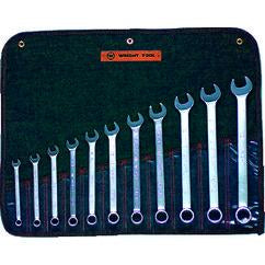 Wright Tool Fractional Combination Wrench Set -- 11 Pieces; 12PT Chrome Plated; Includes Sizes: 3/8; 7/16; 1/2; 9/16; 5/8; 11/16; 3/4; 13/16; 7/8; 15/16; 1"; Grip Feature - Strong Tooling