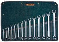 Wright Tool Fractional Combination Wrench Set -- 14 Pieces; 12PT Chrome Plated; Includes Sizes: 3/8; 7/16; 1/2; 9/16; 5/8; 11/16; 3/4; 13/16; 7/8; 15/16; 1; 1-1/16; 1-1/8; 1-1/4"; Grip Feature - Strong Tooling