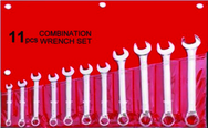 11 Piece - 12 Point - 6; 8; 9; 10; 11; 12; 13; 15; 17; 18; 19mm - Metric Combination Wrench Set - Strong Tooling