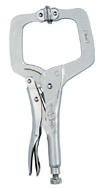 C-Clamp with Swivel Pads -- #18SP Plain Grip 0-8'' Capacity 18'' Long - Strong Tooling