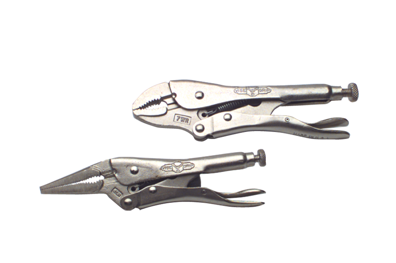 Locking Plier Set -- 2pc. Chrome Plated- Includes: 6" Long Nose; 7" Curved Jaw - Strong Tooling