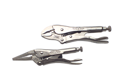 Locking Plier Set -- 2pc. Chrome Plated- Includes: 6" Long Nose; 7" Curved Jaw - Strong Tooling