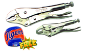 2pc. Chrome Plated Locking Pliers Set with Free Soft Toss Tiger Baseball - Strong Tooling