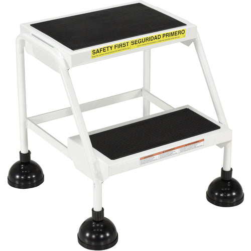 Spring Loaded Roll Ladder 2 Step White - Exact Industrial Supply