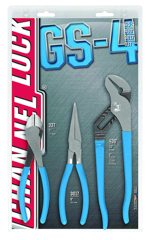 Channellock Combo Pliers Set -- #GS4; 3 Pieces; Includes: 7-1/2" Long Nose; 7" Cutting; 10" Tongue & Groove - Strong Tooling
