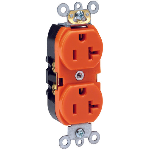 20 A; 125 Volt; NEMA 5-20R; 3W; Straight Blade Wiring Device - Orange - Strong Tooling