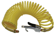 600N25A - 1/4 MPT x 25 Feet - Yellow Nylon - 1-Swivel Fitting(s) - Recoil Air Hose & Air Blow Gun Kit - Strong Tooling