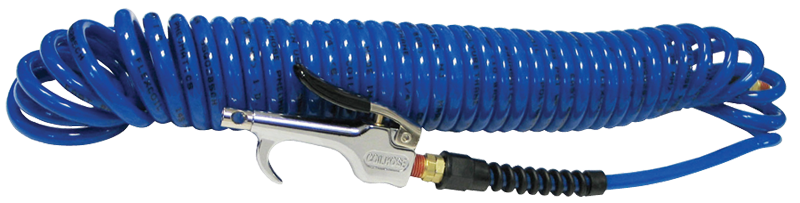 #600PU25BT - 1/4 MPT x 25 Feet - Blue Polyurethane - 2 Swivel Fitting(s) - Recoil Air Hose & Air Blow Gun Kit - Strong Tooling