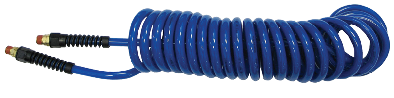 #PU1410BT - 1/4 MPT x 10 Feet - Transparent Blue Polyurethane - 1-Swivel Fitting(s) - Self-Storing Hose - Strong Tooling