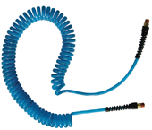 #PUE1415BT - 1/4 MPT x 15 Feet - Transparent Blue Polyurethane - 2 Swivel Fitting(s) - Self-Storing Hose - Strong Tooling