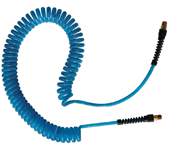 #PUE1425BT - 1/4 MPT x 25 Feet - Transparent Blue Polyurethane - 2 Swivel Fitting(s) - Self-Storing Hose - Strong Tooling