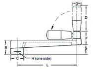 Broached Foldable Crank Handle - 1/2'' Hole Diameter; 2'' Handle Length; 3.94'' Width - Strong Tooling