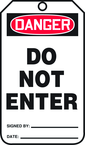 Safety Tag, Danger Do Not Enter , 25/Pk, Plastic - Strong Tooling