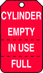 Cylinder Tag, Cylinder Empty, In Use, Full (Perforated), 25/Pk, Plastic - Strong Tooling