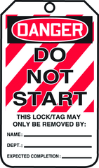 Lockout Tag, Danger Do Not Start, 25/Pk, Plastic - Strong Tooling