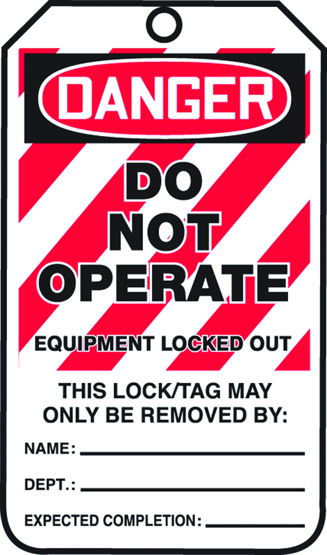 Lockout Tag, Danger Do Not Operate Equipment Locked Out, 25/Pk, Plastic - Strong Tooling