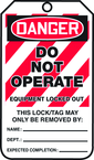 Lockout Tag, Danger Do Not Operate Equipment Locked Out, 25/Pk, Laminate - Strong Tooling